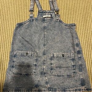 Free People We the Free Blue (pink hues) Denim Mini Smock Dress